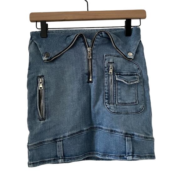 RtA Gisele Deconstructed Cargo Denim Mini Skirt Size S - Picture 2 of 12